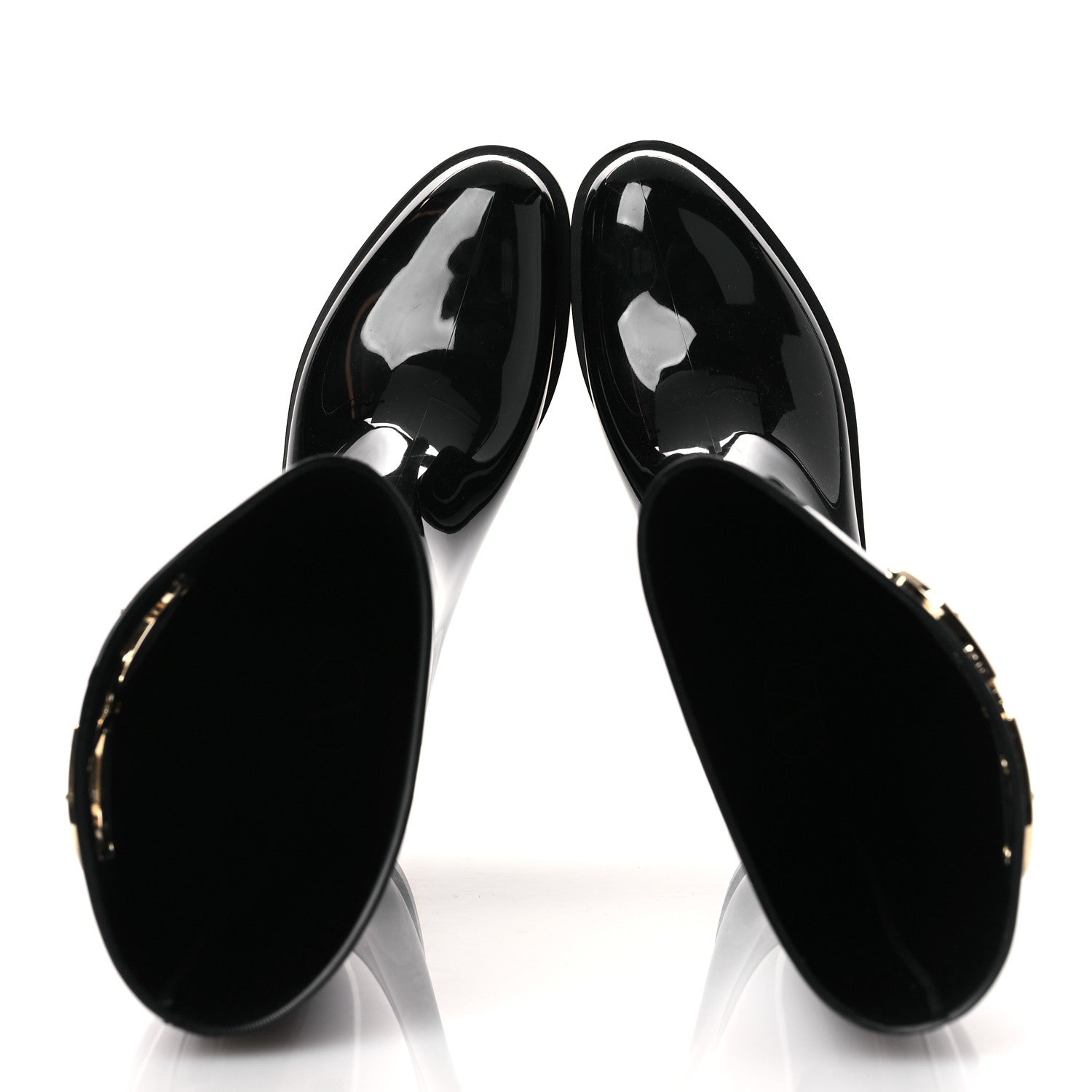 RUBBER VLOGO KNEE HIGH RAIN BOOTS BLACK