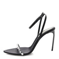 CREPE SATIN CRYSTAL NEW NUIT 90 ANKLE STRAP SANDALS BLACK