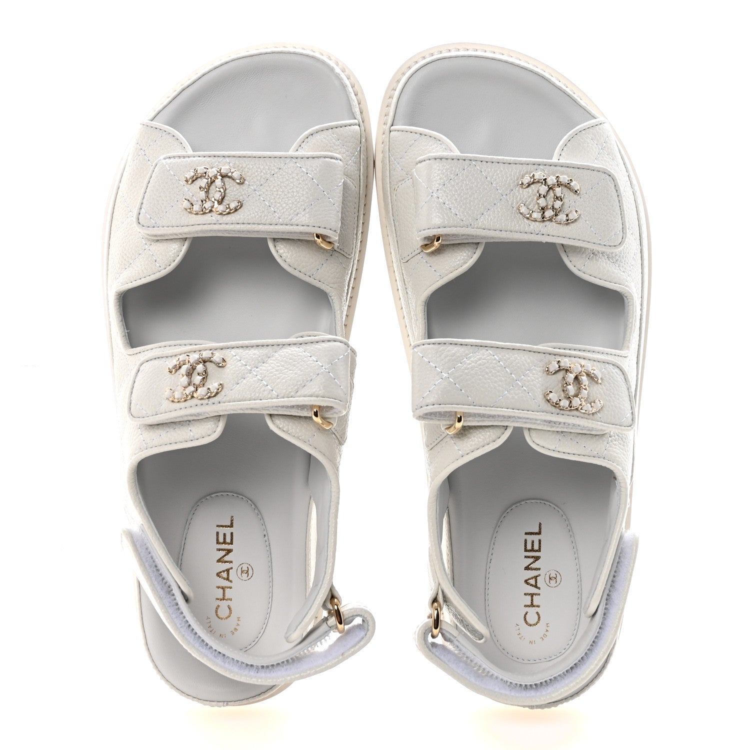 GRAINED CALFSKIN VELCRO DAD SANDALS WHITE