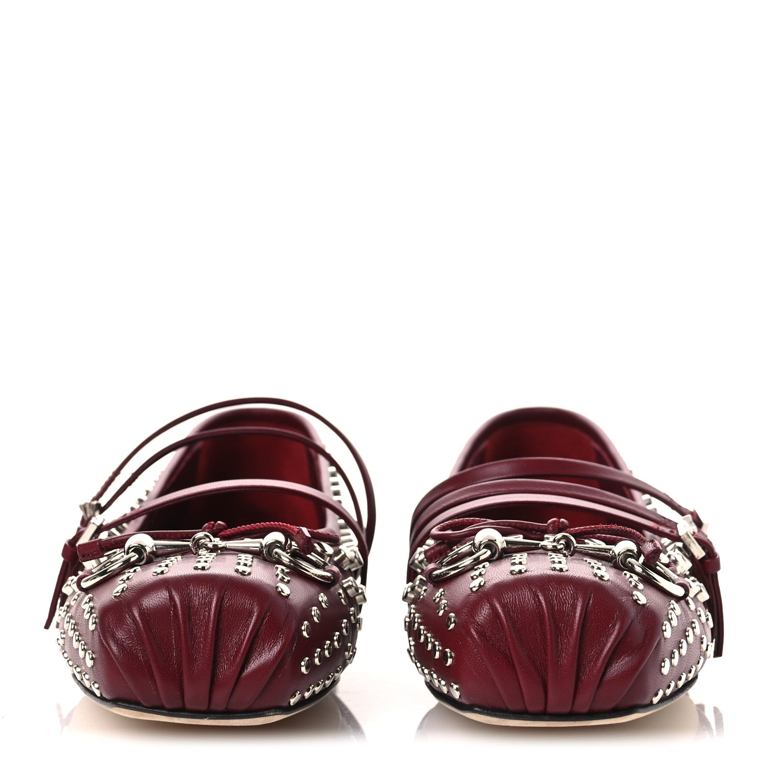 NAPPA CARMAQUE STUDDED HORSEBIT BALLET FLATS ROSSO ANCORA