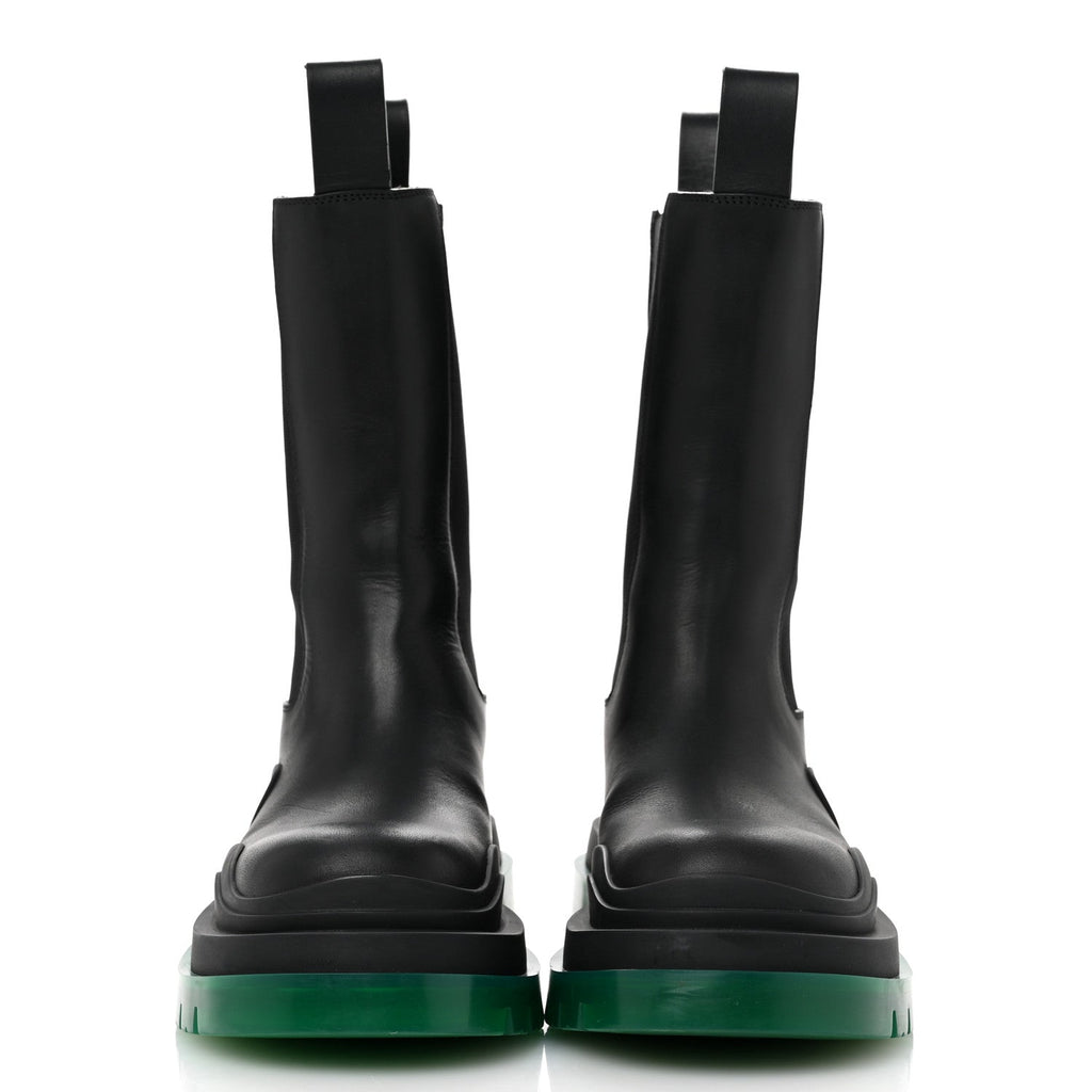 CALFSKIN THE TIRE CHELSEA BOOTS BLACK GREEN