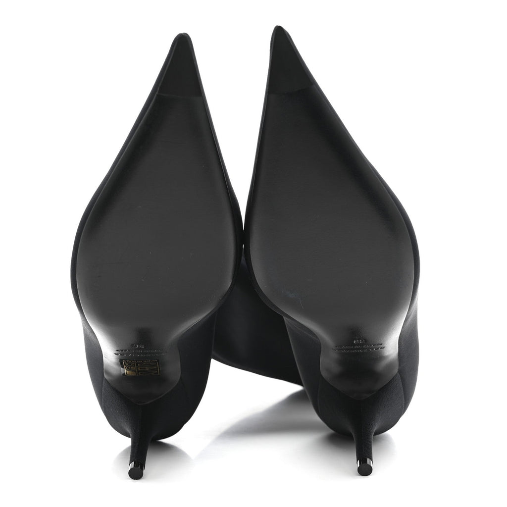 MATTE SPANDEX EXTREME POINTED TOE KNIFE 80MM ANKLE BOOTS BLACK