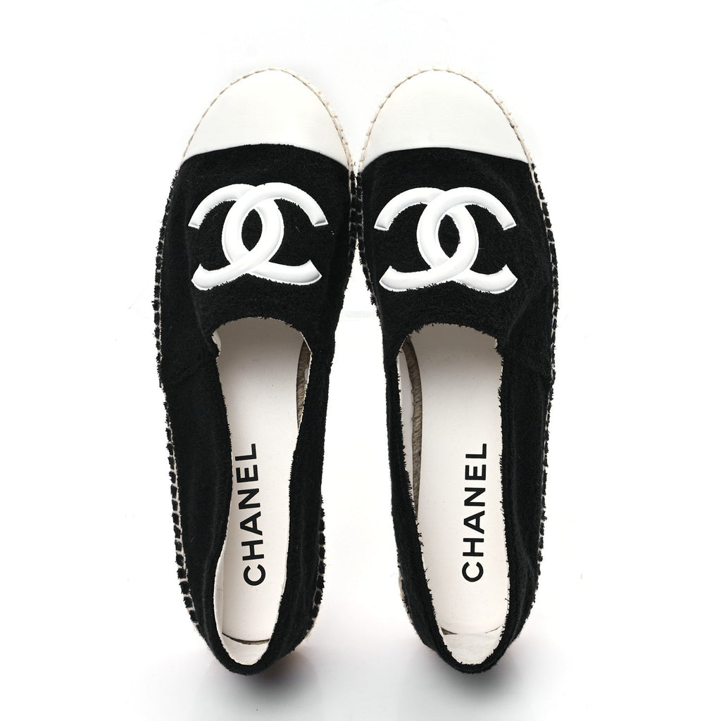 COTTON LAMBSKIN CC ESPADRILLES BLACK WHITE
