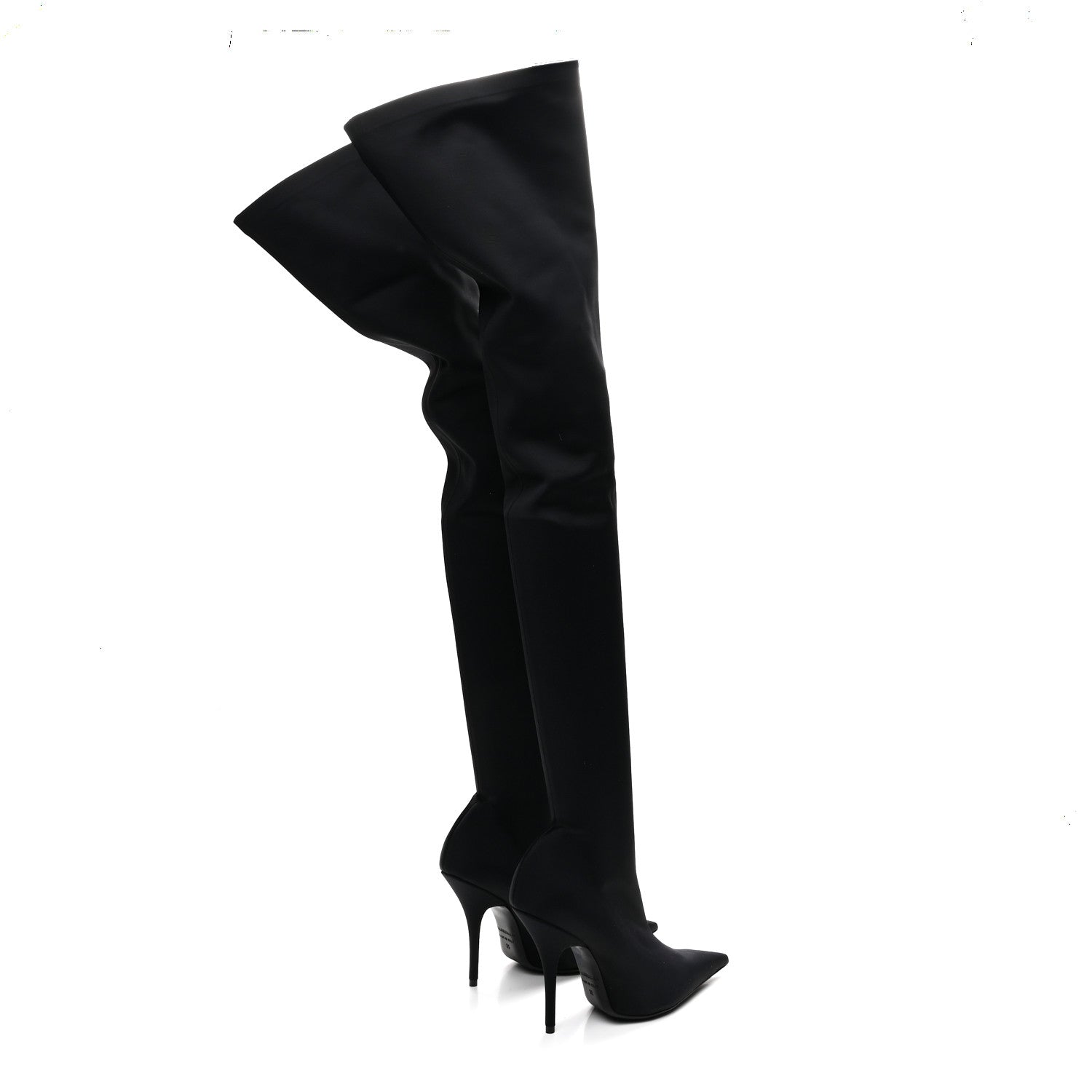 SPANDEX POINTED TOE KNIFE 110MM THIGH HIGH BOOTS BLACK