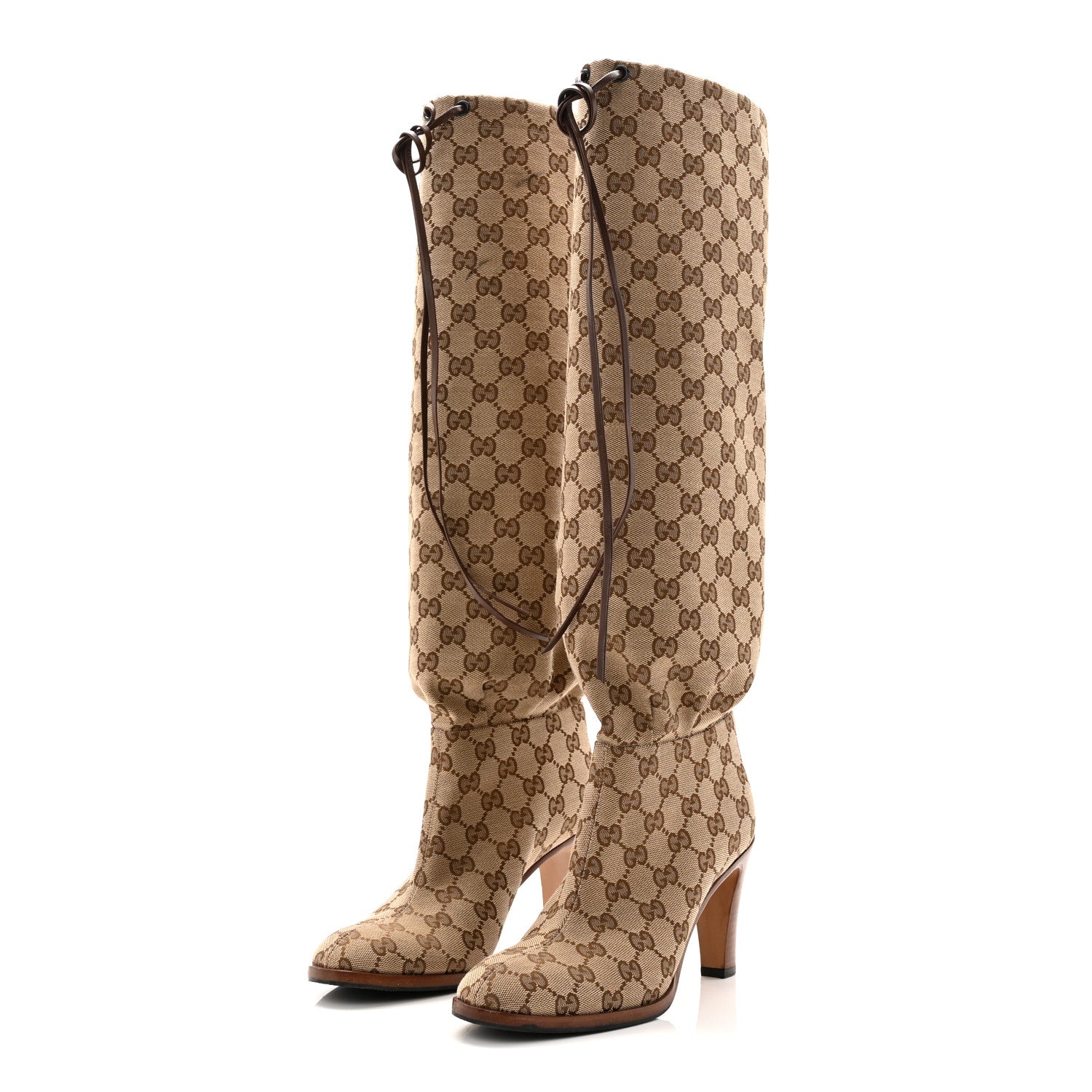 MONOGRAM MALAGA KID LISA MID HEEL BOOTS BEIGE EBONY