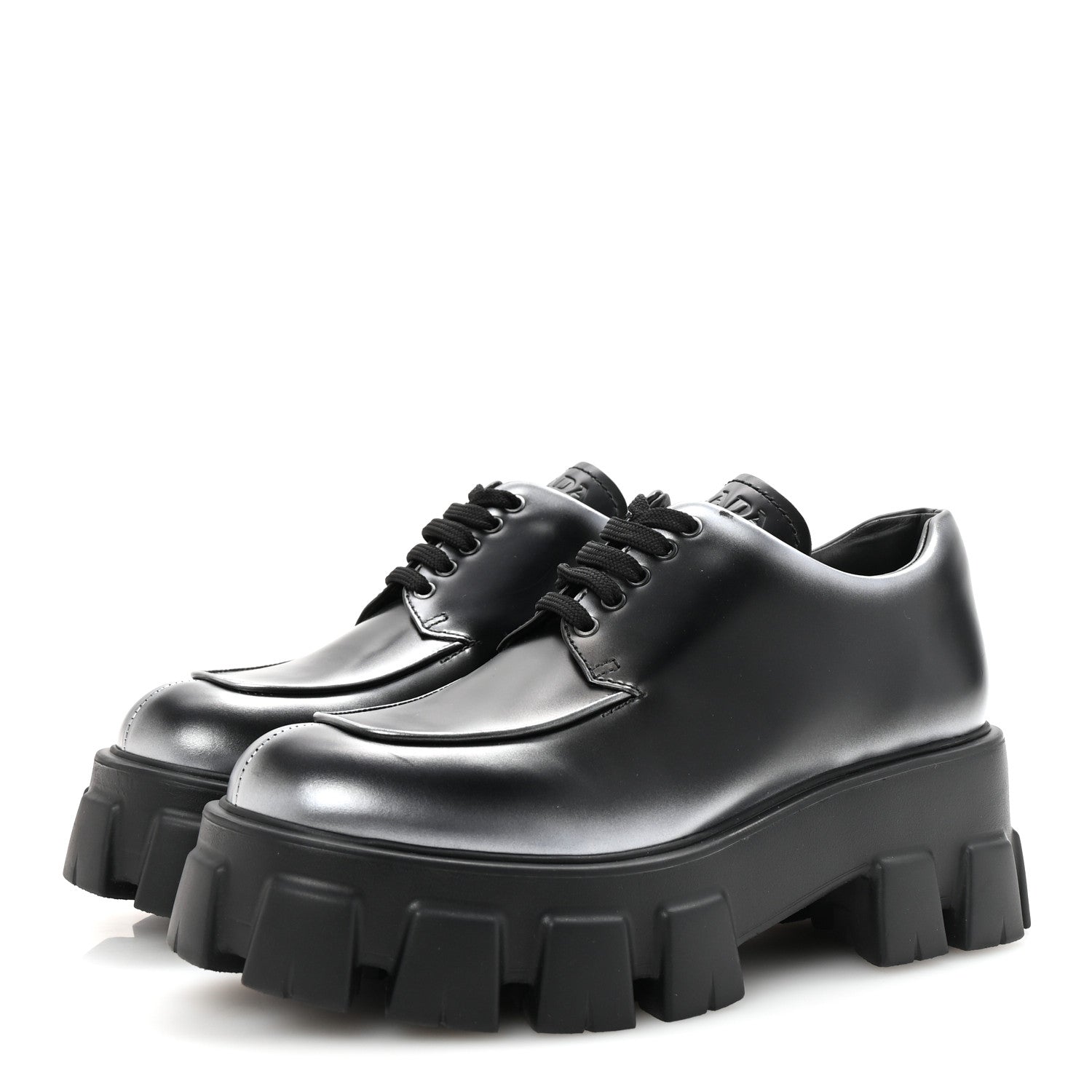 SPAZZOLATO ROIS SFUMATO MONOLITH 55MM DERBY LOAFERS BLACK ARGENTO