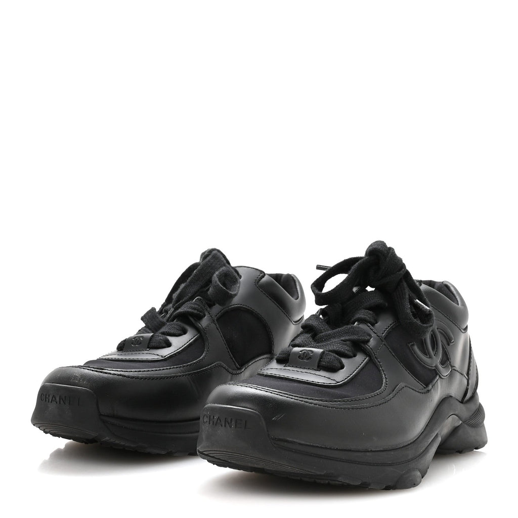 CALFSKIN LAMBSKIN CC UNIFORM SNEAKERS BLACK