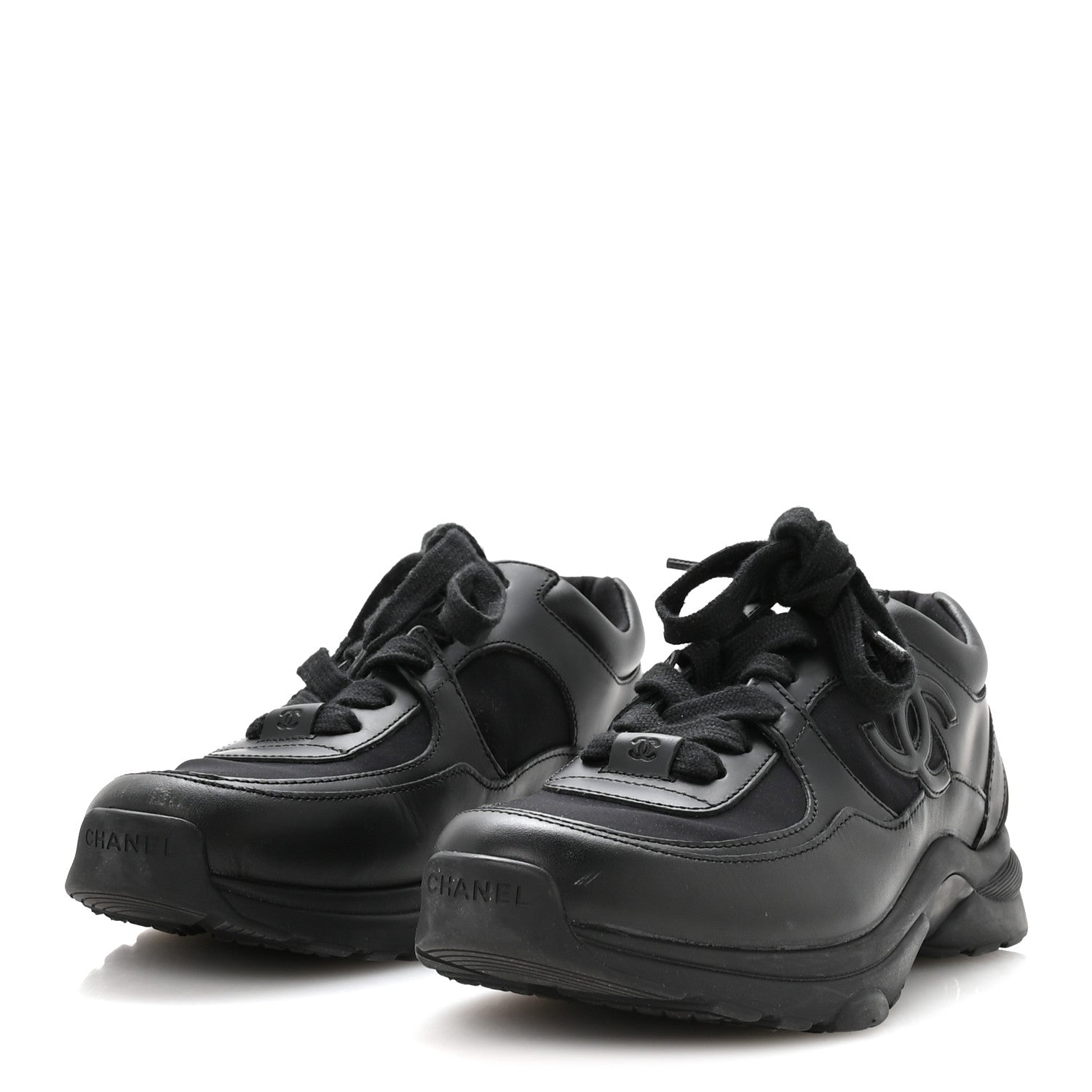 CALFSKIN LAMBSKIN CC UNIFORM SNEAKERS BLACK