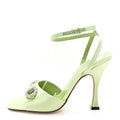 SATIN CRYSTAL HORSEBIT SANDAL PUMPS