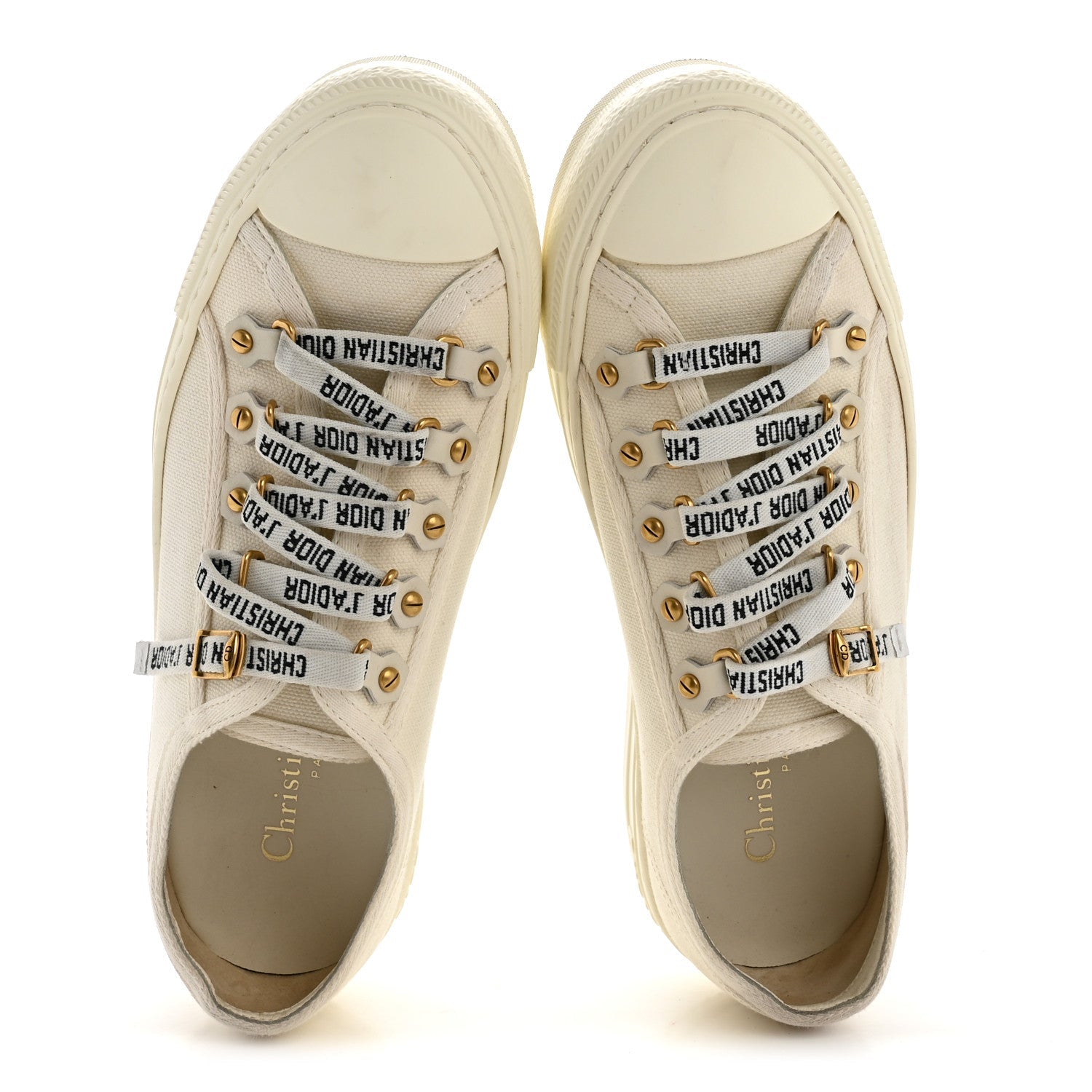 CHRISTIAN DIOR WALK'N'DIOR LOW TOP SNEAKERS BLACK CANVAS FLORAL & BEIGE