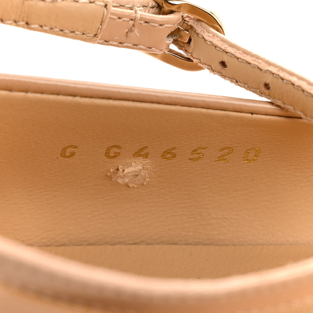 SHINY CALFSKIN CAMELLIA ANKLE STRAP BALLERINA FLATS BEIGE