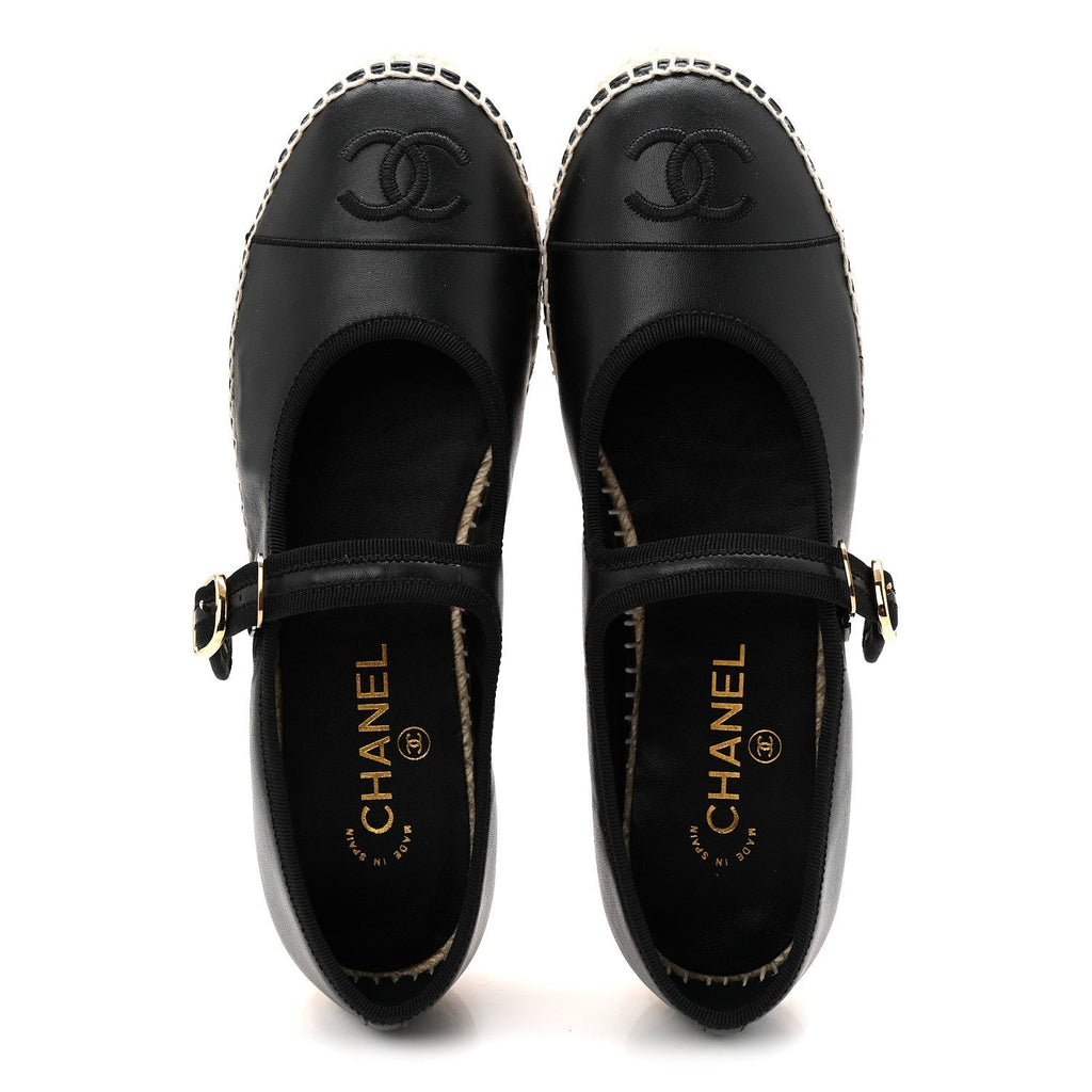 LAMBSKIN JUTE MARY JANE FLATS BLACK