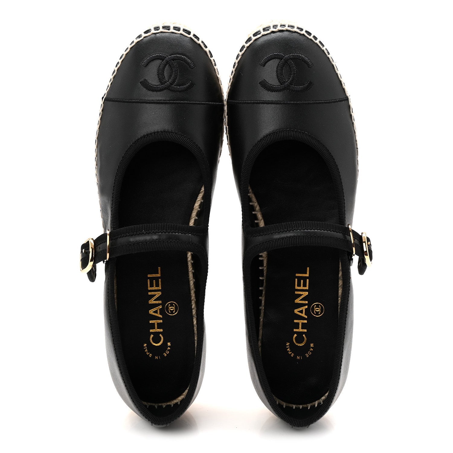 LAMBSKIN JUTE MARY JANE FLATS BLACK