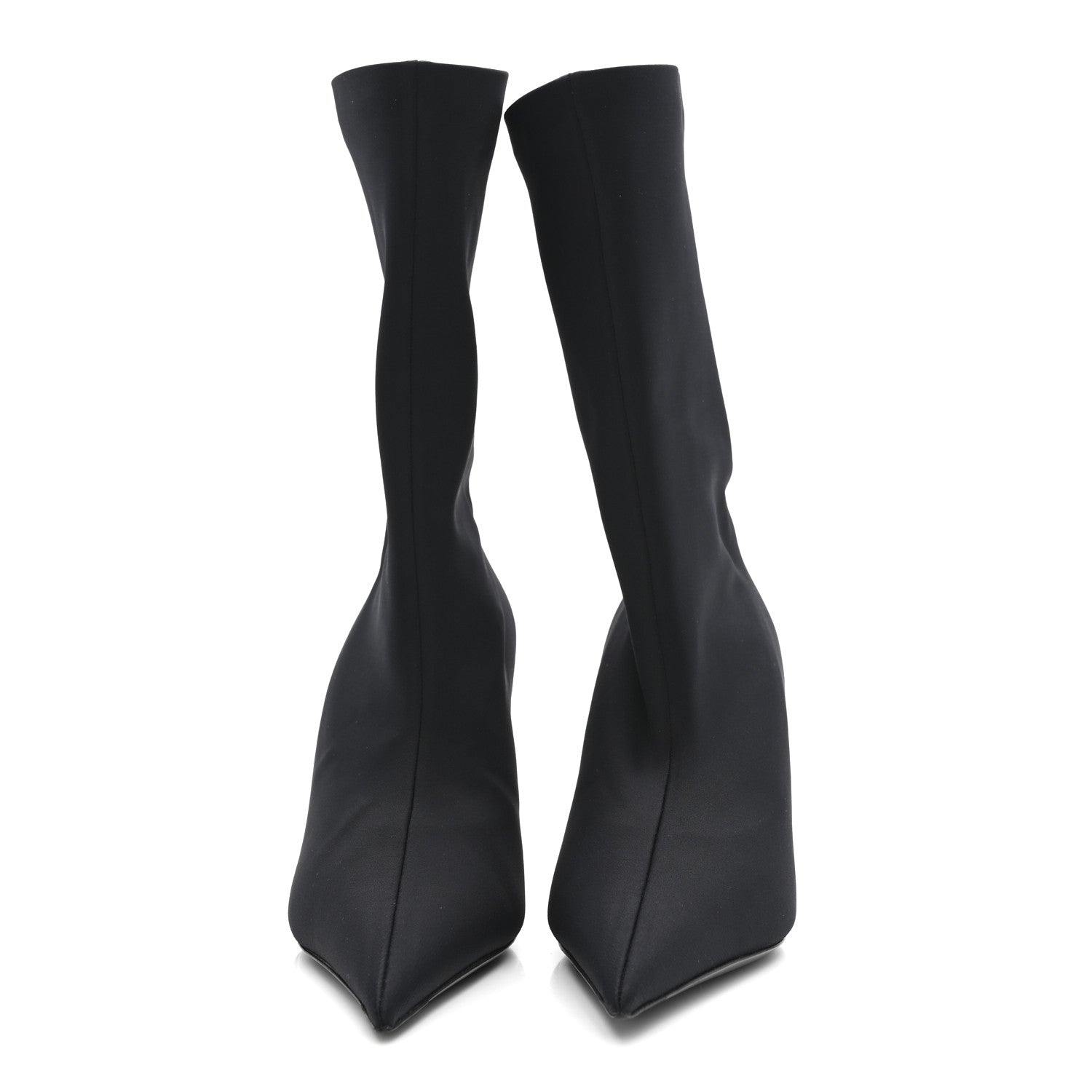 MATTE SPANDEX EXTREME POINTED TOE KNIFE 80MM ANKLE BOOTS BLACK