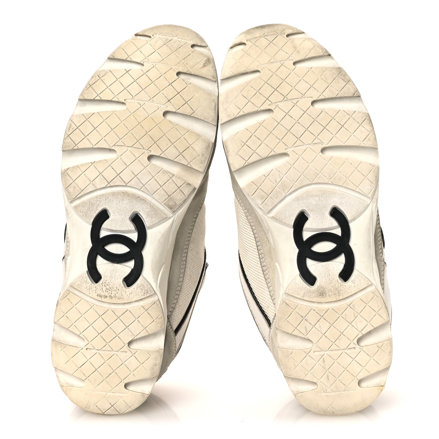 MESH SUEDE CALFSKIN GROSGRAIN WOMENS CC SNEAKERS WHITE BLACK