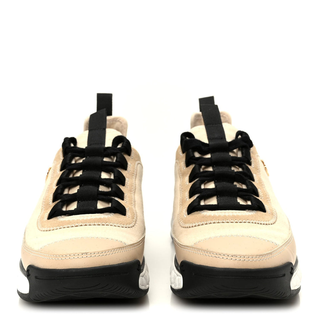 VELVET CALFSKIN MIXED FIBERS CC SNEAKERS BEIGE