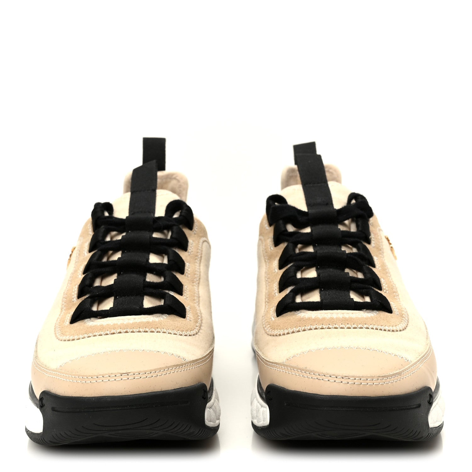 VELVET CALFSKIN MIXED FIBERS CC SNEAKERS BEIGE