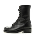 CALFSKIN LACE UP COMBAT BOOTS BLACK