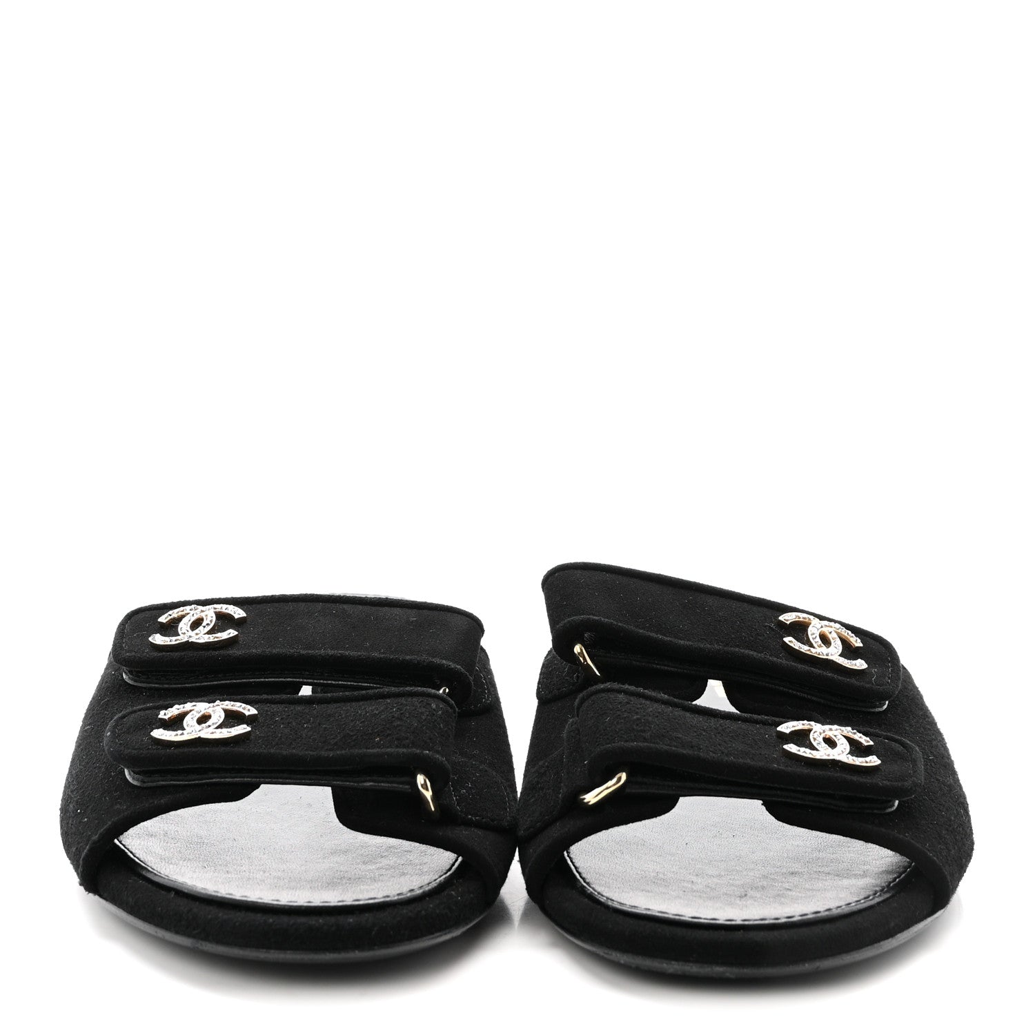 SUEDE KIDSKIN VELCRO MULES BLACK