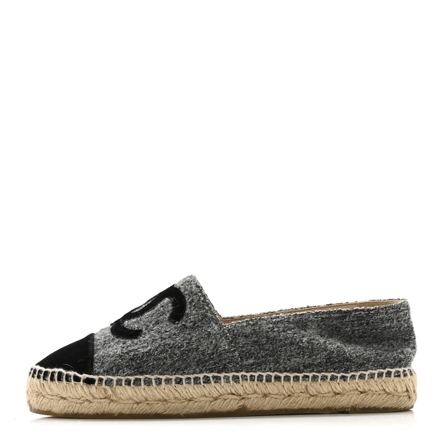 TWEED VELVET CC ESPADRILLES GREY BLACK