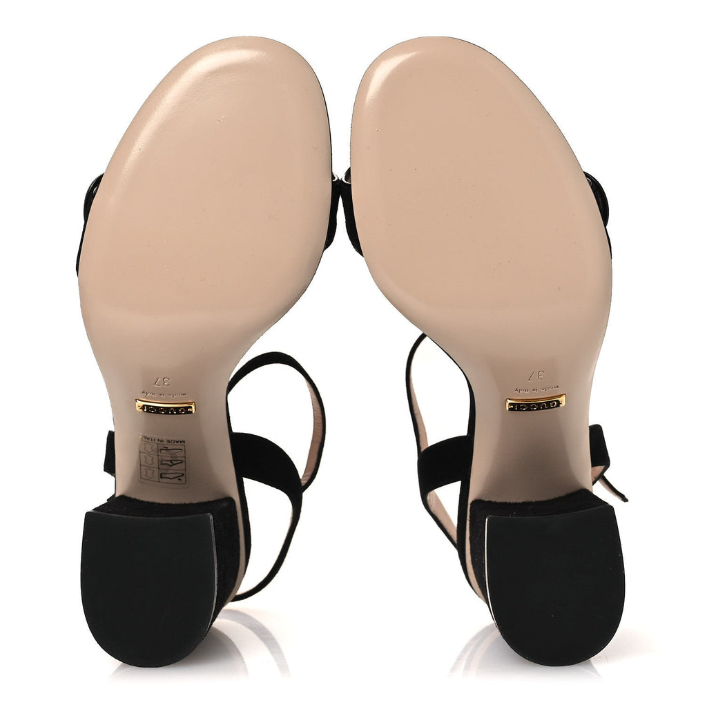 KID SCAMOSCIATO GG MARMONT ANKLE WRAP 75MM SANDALS BLACK