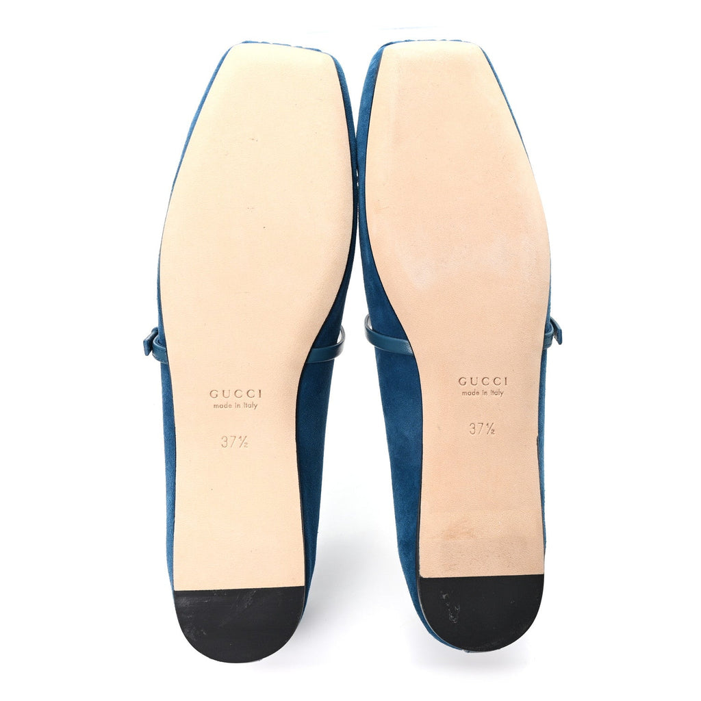 KID SCAMOSCIATO HORSEBIT BALLET FLATS DEEP ACQUA