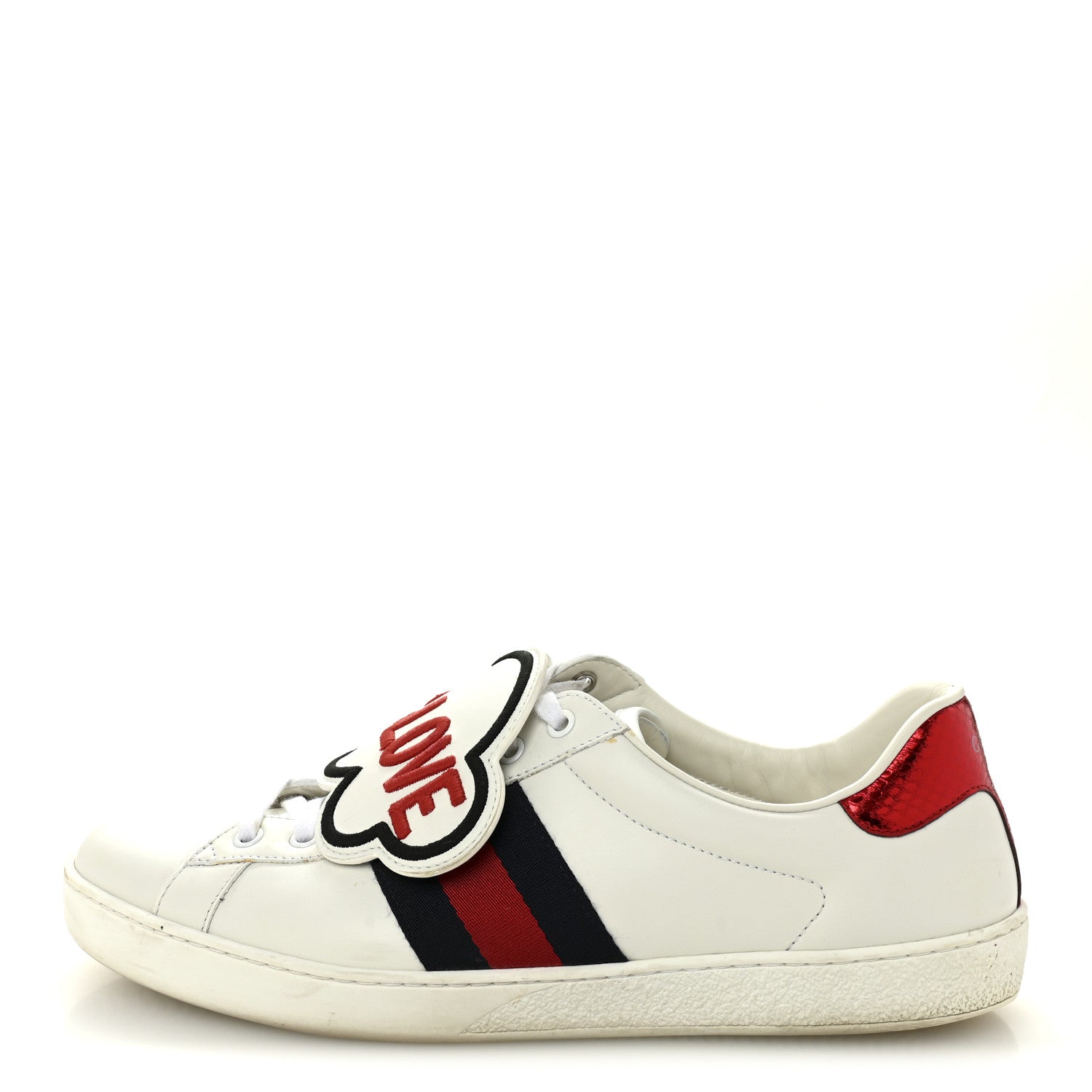 CALFSKIN AYERS WEB BLIND FOR LOVE EMBROIDERED MENS ACE SNEAKERS WHITE