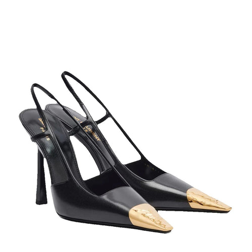 Saint Laurent Renee Slingback Pumps - Black/Gold