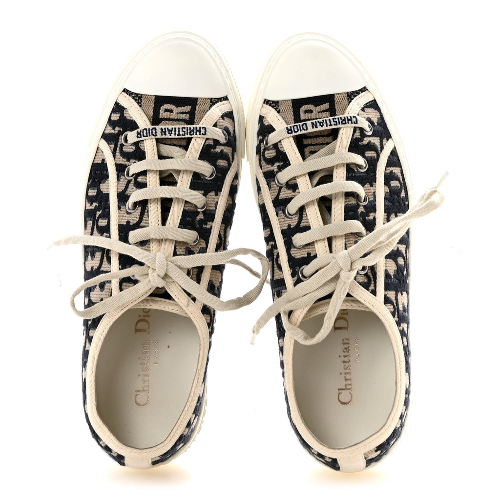 CANVAS OBLIQUE WALK'N'DIOR LOW TOP SNEAKERS DEEP BLUE