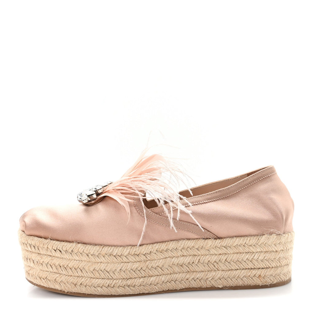 SATIN CRYSTAL PLATFORM ESPADRILLES PINK