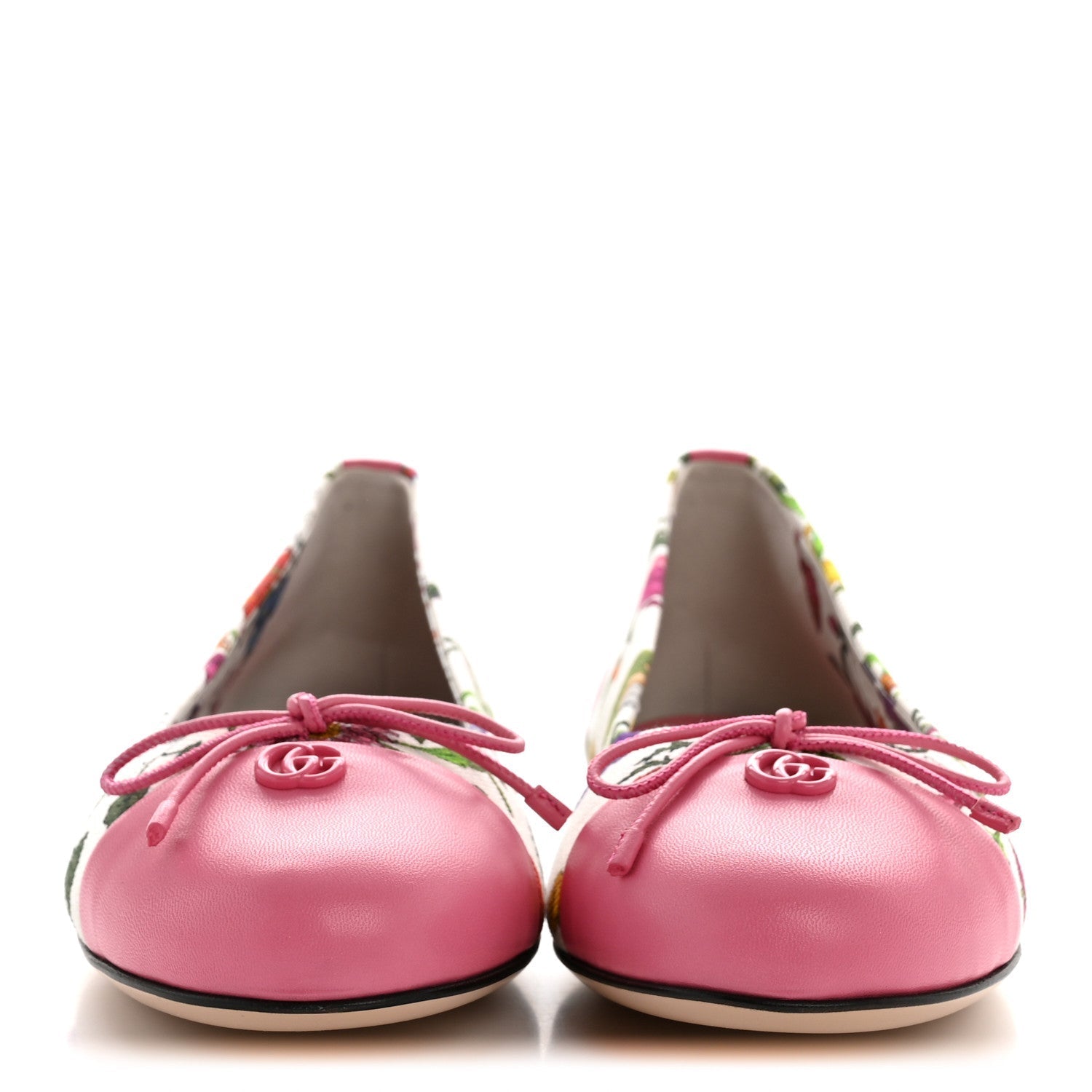 SEPANG FLORA FADED CANVAS GG MARMONT BALLERINA FLATS WHITE MULTICOLOR KNIT ROSE