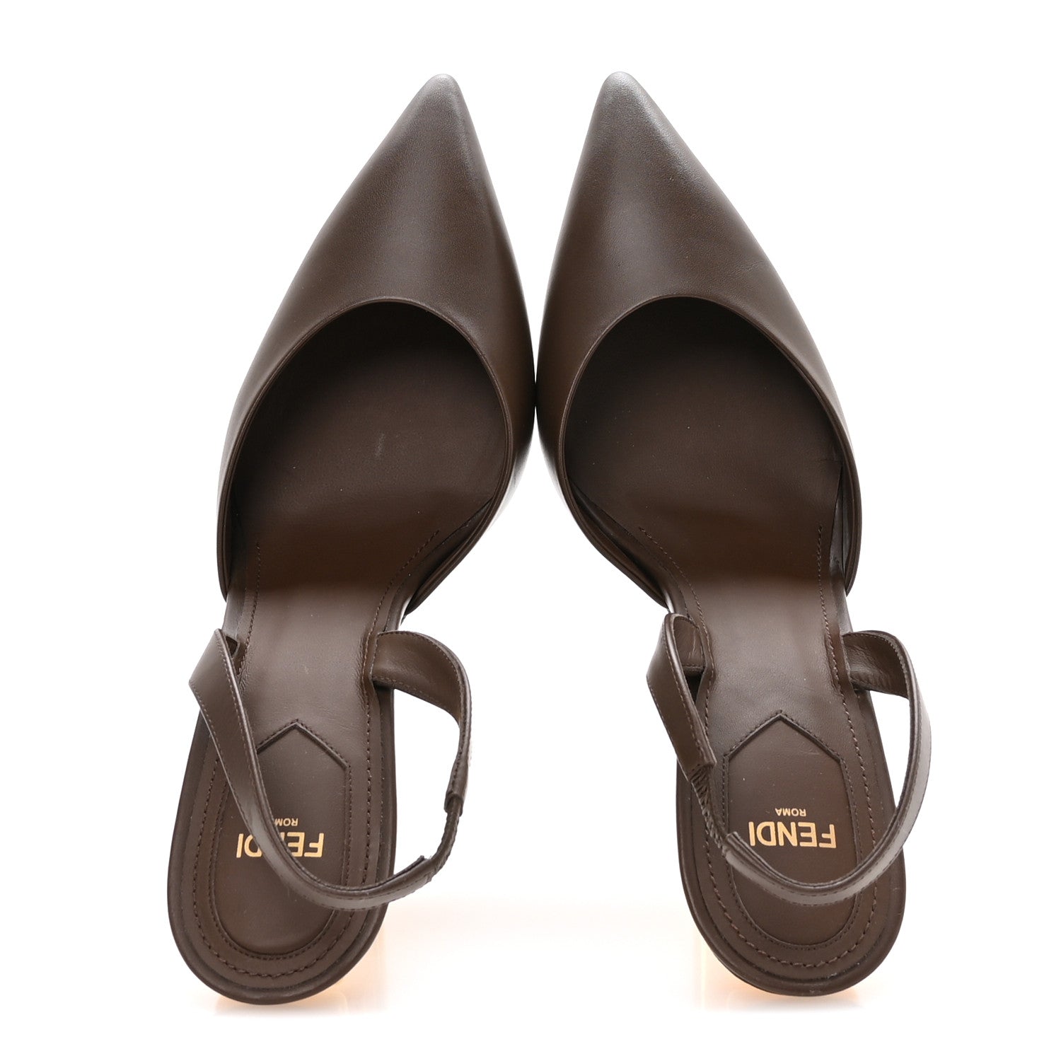 VITELLO FENDI FIRST 95MM SLINGBACK SANDALS COFFEE