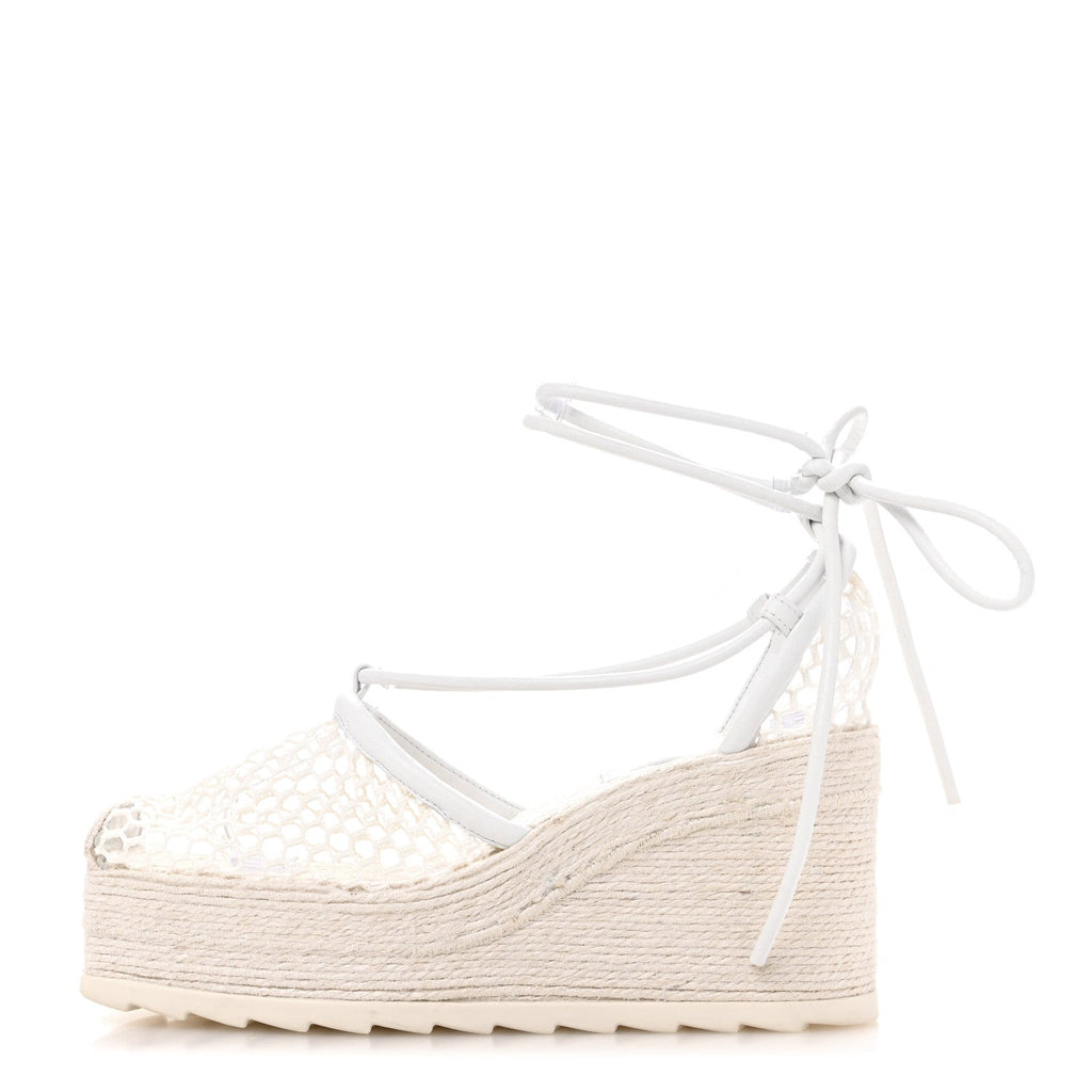 MESH LAMBSKIN SPORTY WEB STRETCH ANKLE TIE ESPADRILLES OPTIC WHITE