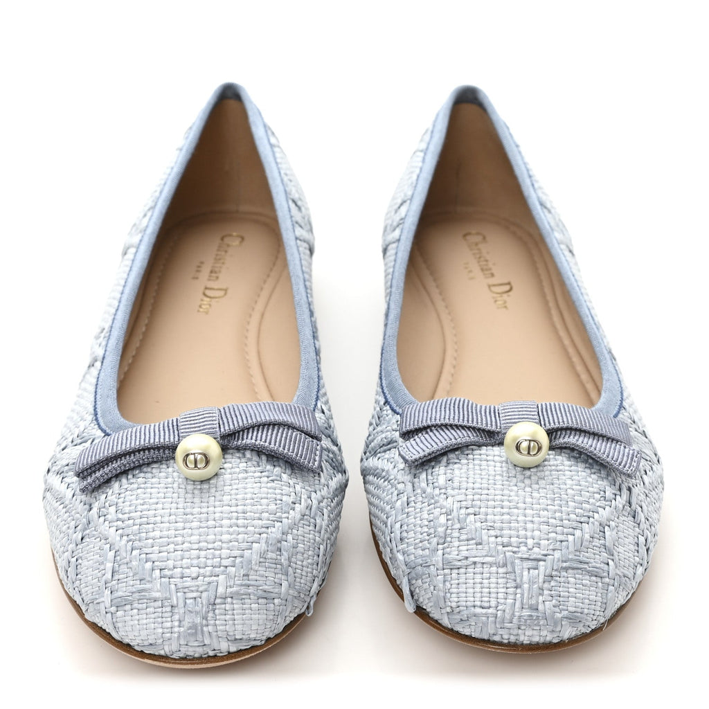 RAFFIA CANNAGE BALLET FLAT BLEU PASTEL