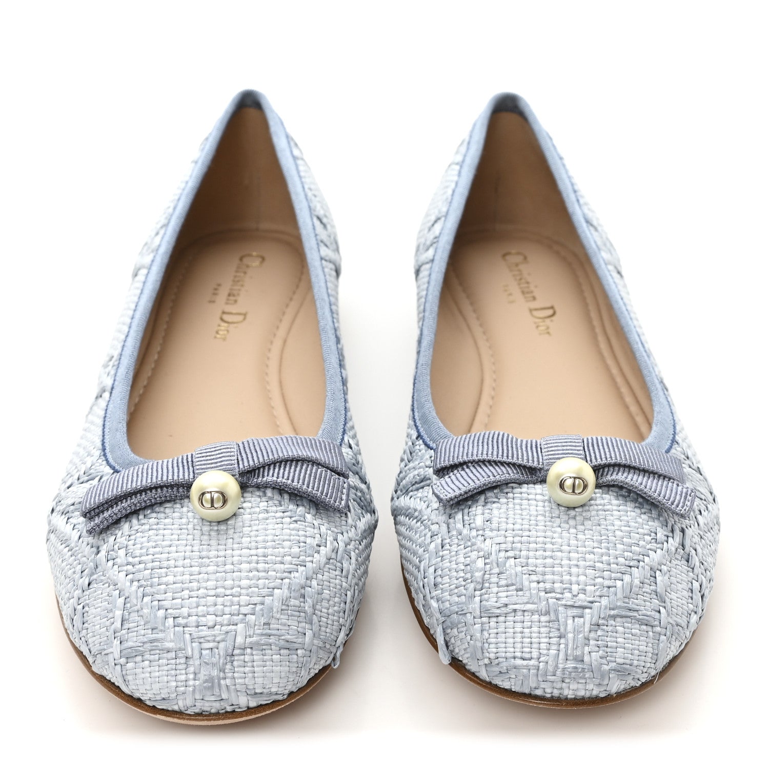 RAFFIA CANNAGE BALLET FLAT BLEU PASTEL