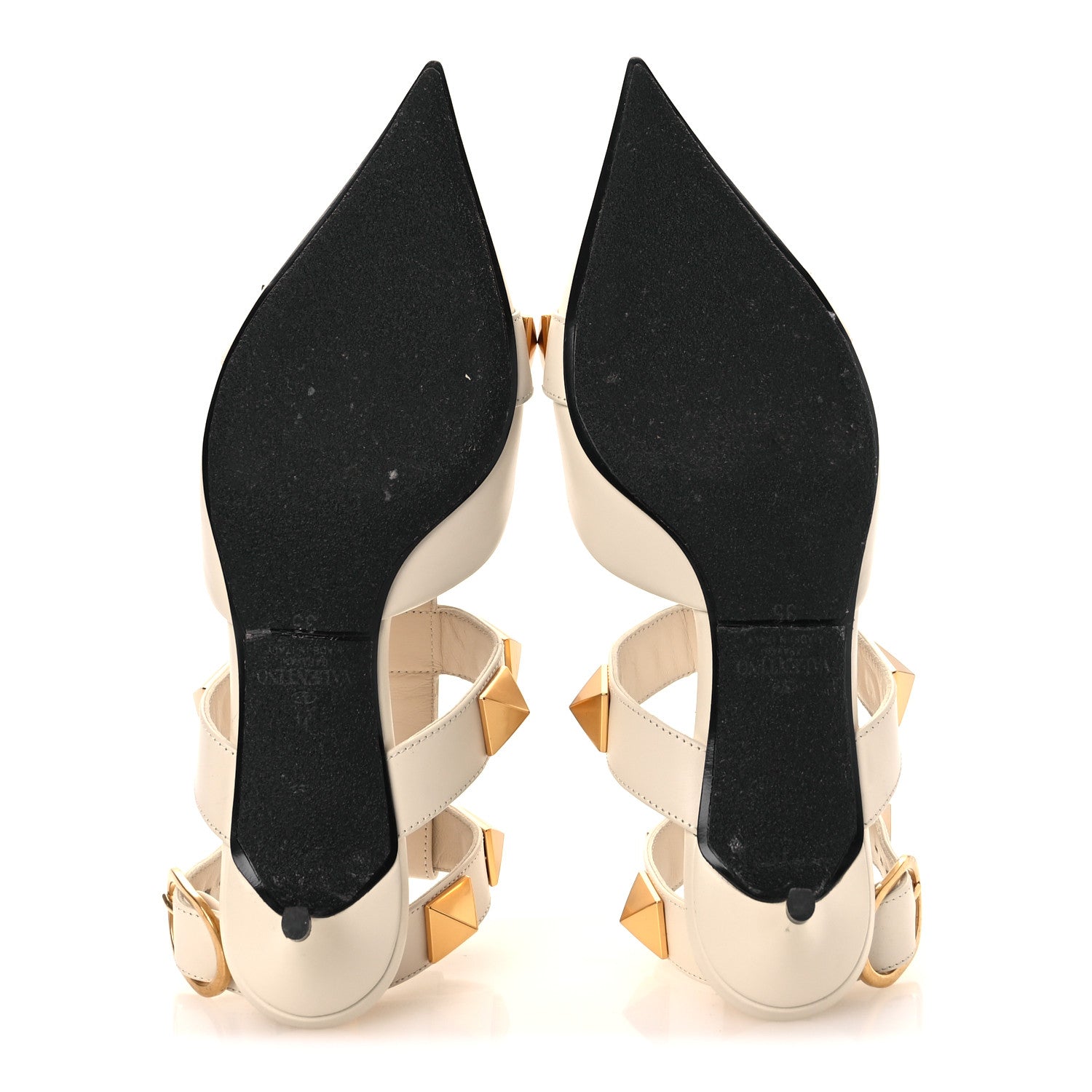 CALFSKIN ROMAN STUD ANKLE STRAP 40MM PUMPS WHITE