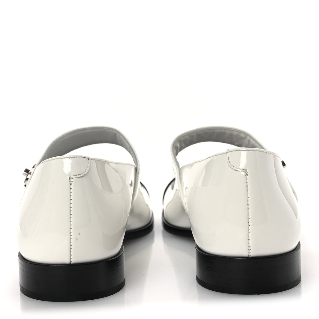 PATENT CALFSKIN MARY JANES FLATS WHITE BLACK