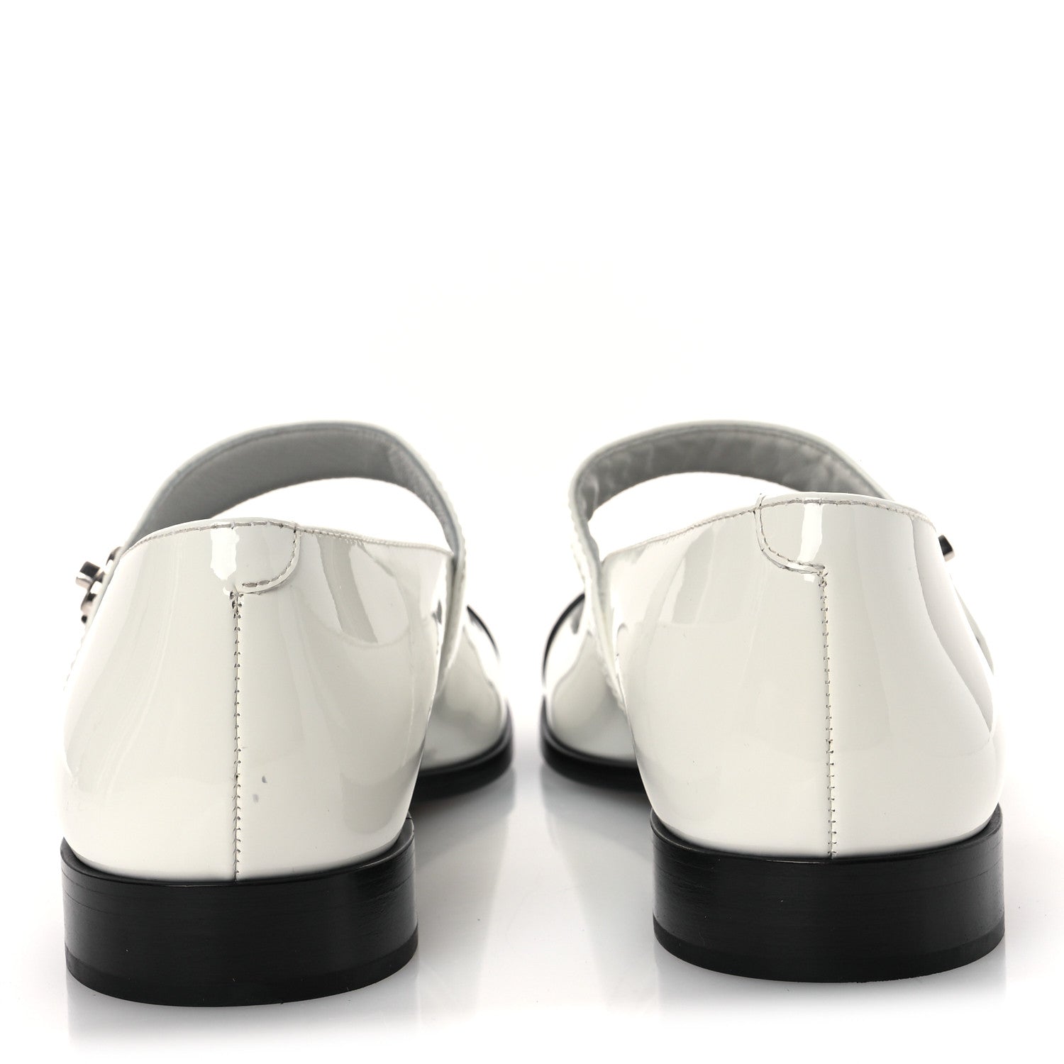 PATENT CALFSKIN MARY JANES FLATS WHITE BLACK
