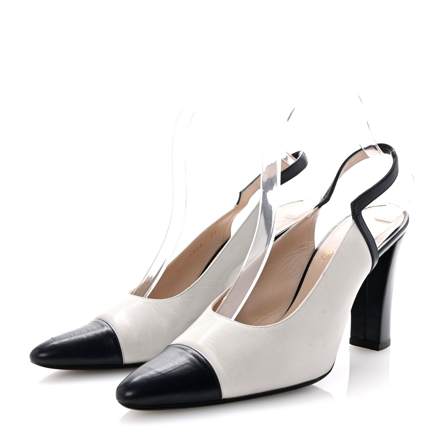 POINTED CAP TOE SLINGBACK PUMPS GREY NAVY