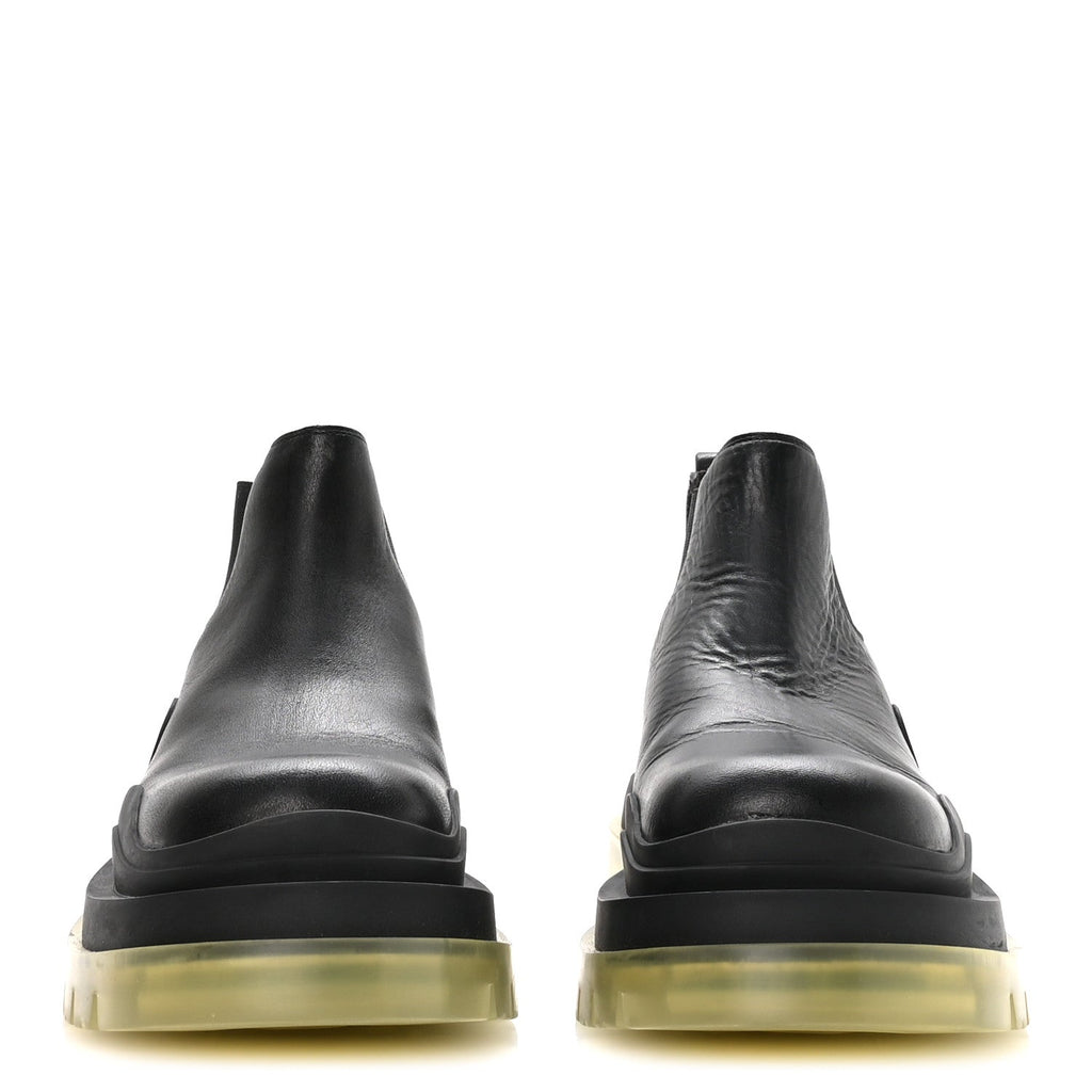 CALFSKIN THE TIRE CROPPED CHELSEA SHORT BOOTS BLACK TRANSPARENT