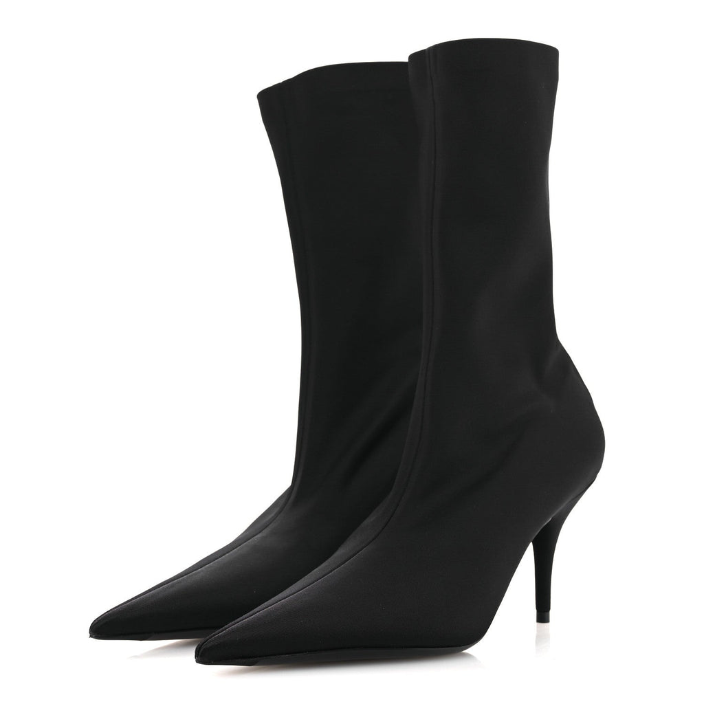 JERSEY CREPE EXTREME POINTED TOE KNIFE BOOTIES BLACK