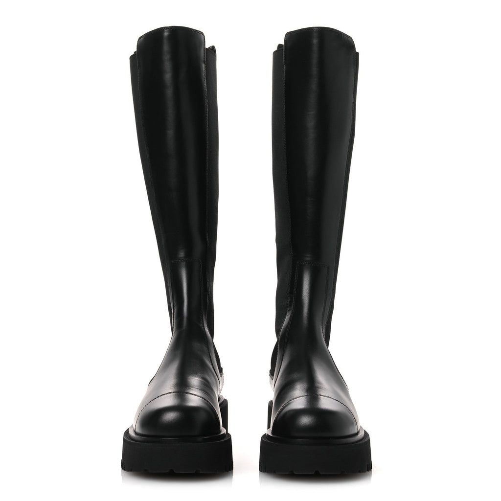 CALFSKIN CAP TOE CC TALL BOOTS BLACK