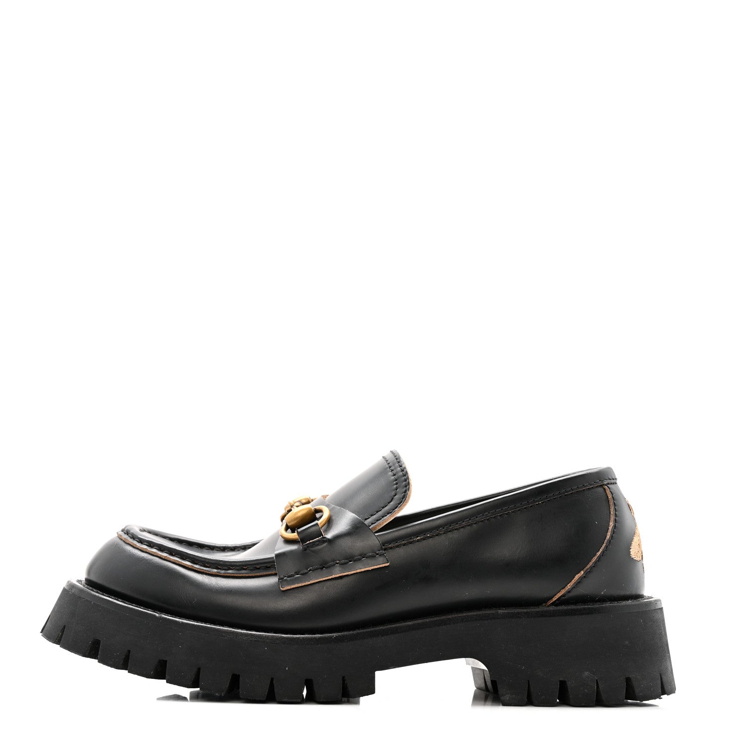 CORDOVAN LUX WOMENS HARALD HORSEBIT 25MM PLATFORM LOAFERS BLACK