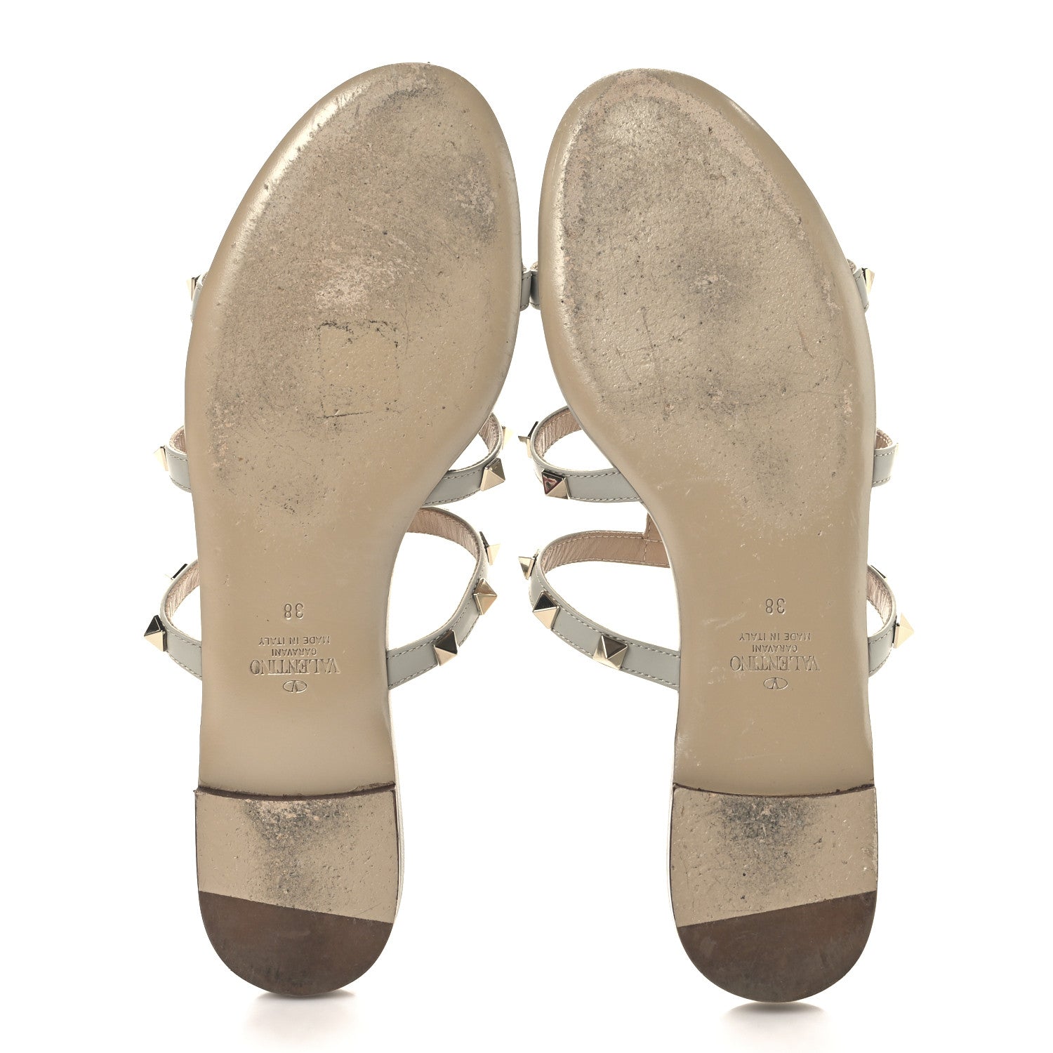 NAPPA ROCKSTUD CAGED FLAT SLIDE SANDALS GREY
