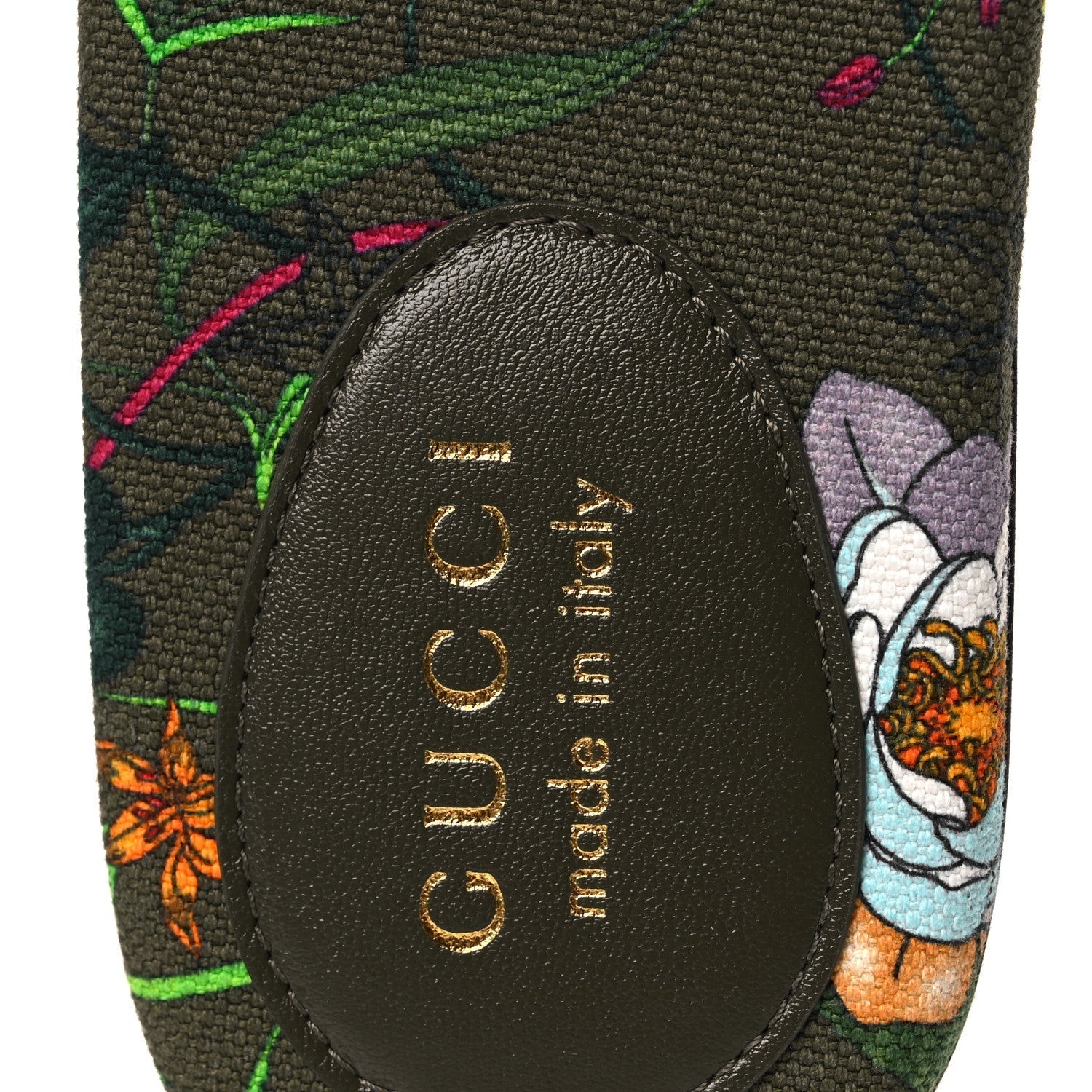 CANVAS FLORA FLORAL HORSEBIT SLIDE SANDALS GREEN