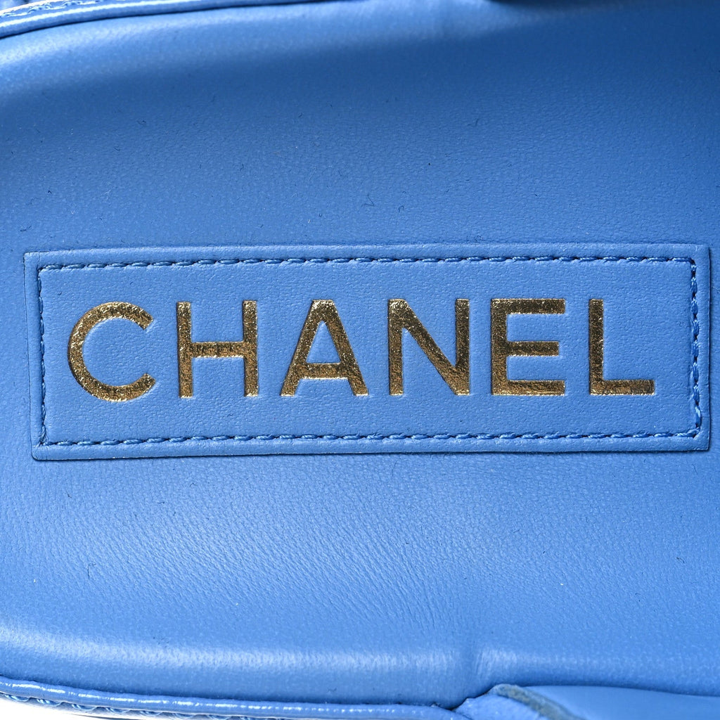 LAMBSKIN QUILTED VELCRO DAD CHAIN CC SLIDE SANDALS BLUE