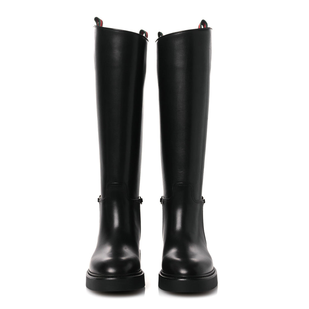 SHINY CALFSKIN MICHELANGELO SLIM HORSEBIT RIDING BOOTS BLACK