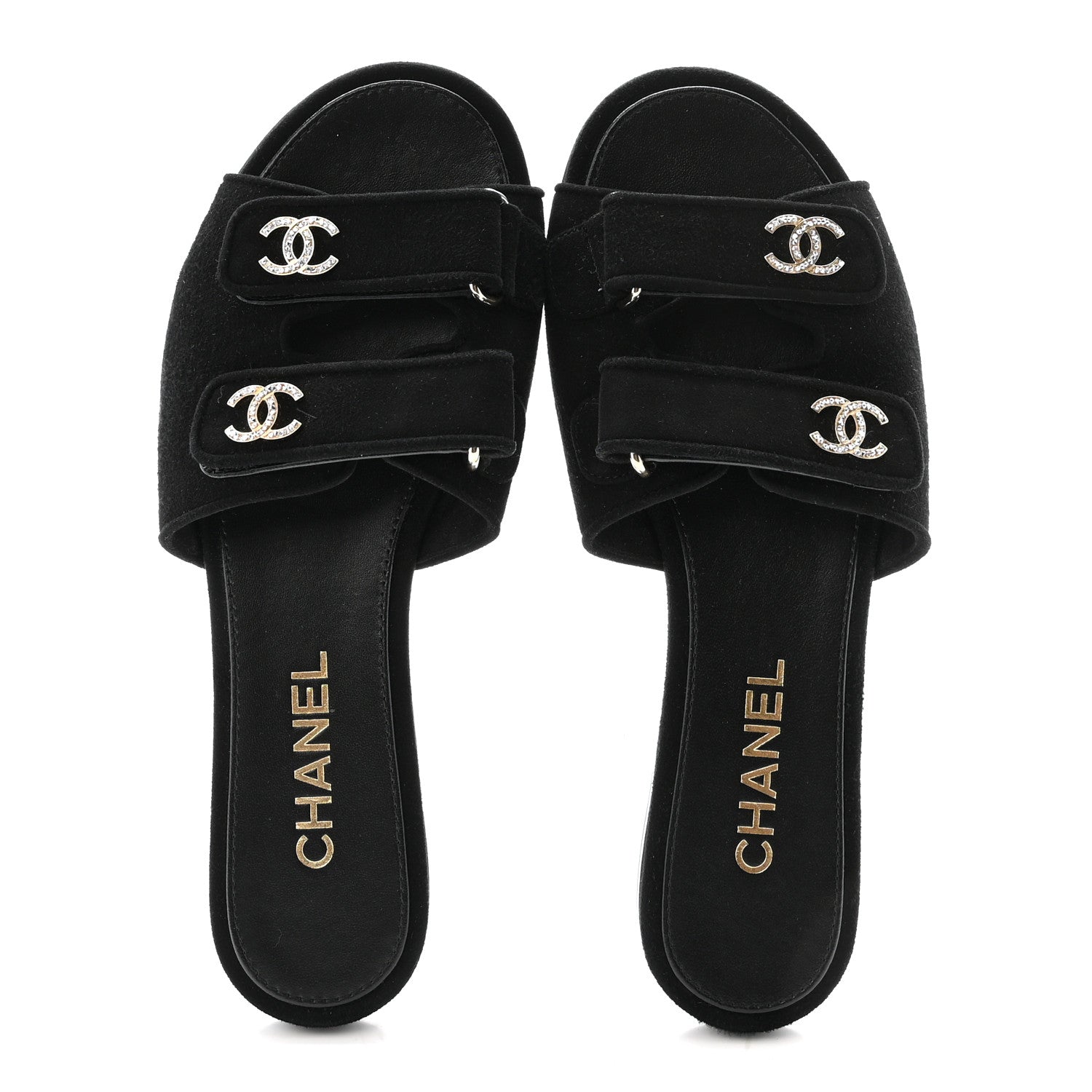 SUEDE KIDSKIN VELCRO MULES BLACK