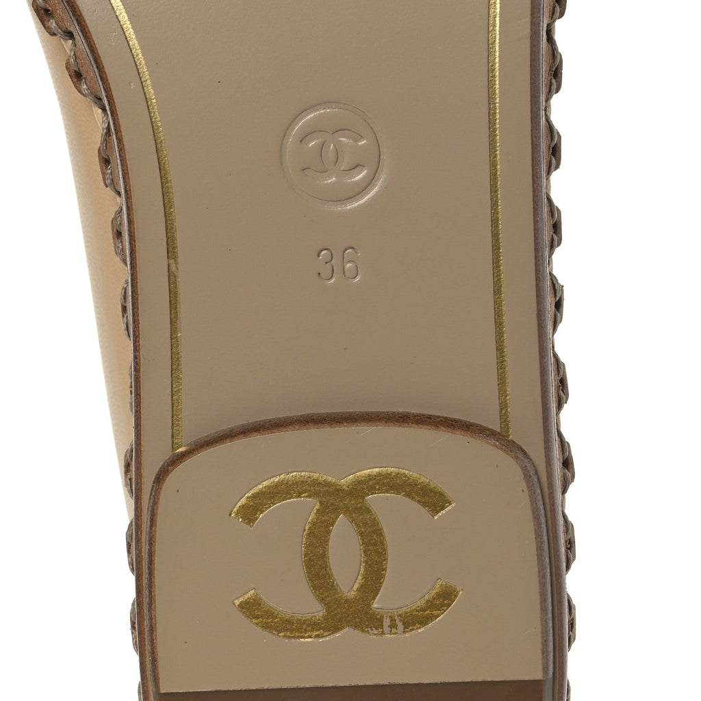 LAMBSKIN CHAIN CC MOCASSIN LOAFER ESPADRILLES BEIGE BLACK