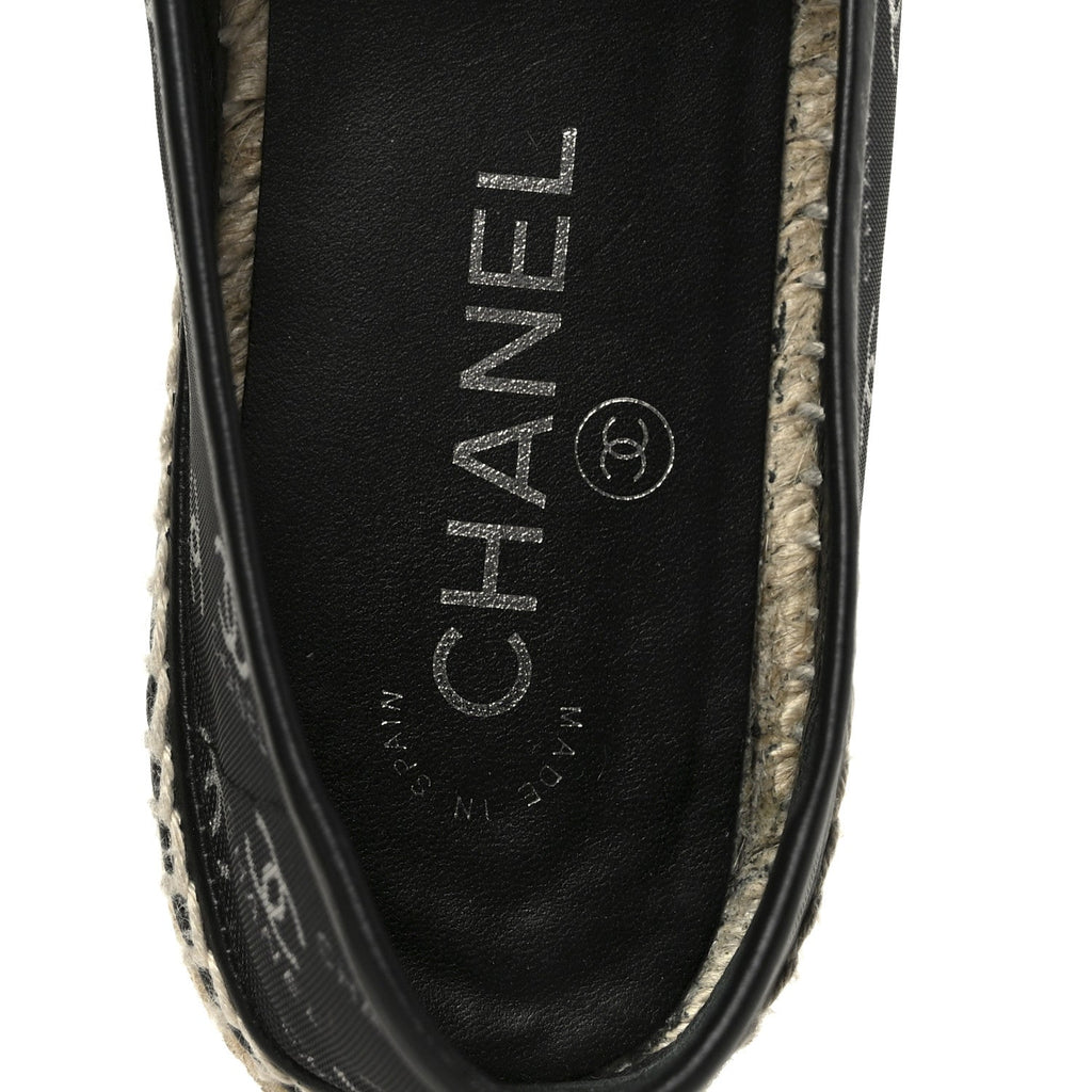 MESH GROSGRAIN CC ESPADRILLES BLACK WHITE